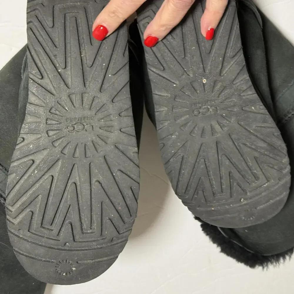 UGG Australia Ciera Tall Black Convertible‎ Suede Sheepskin Boot SZ 8. Cabincore